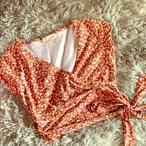 Floral orange blouse